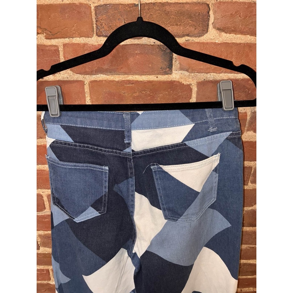 Blue White‎ Diamond Pattern Wide Leg Jeans - Picture 7 of 9